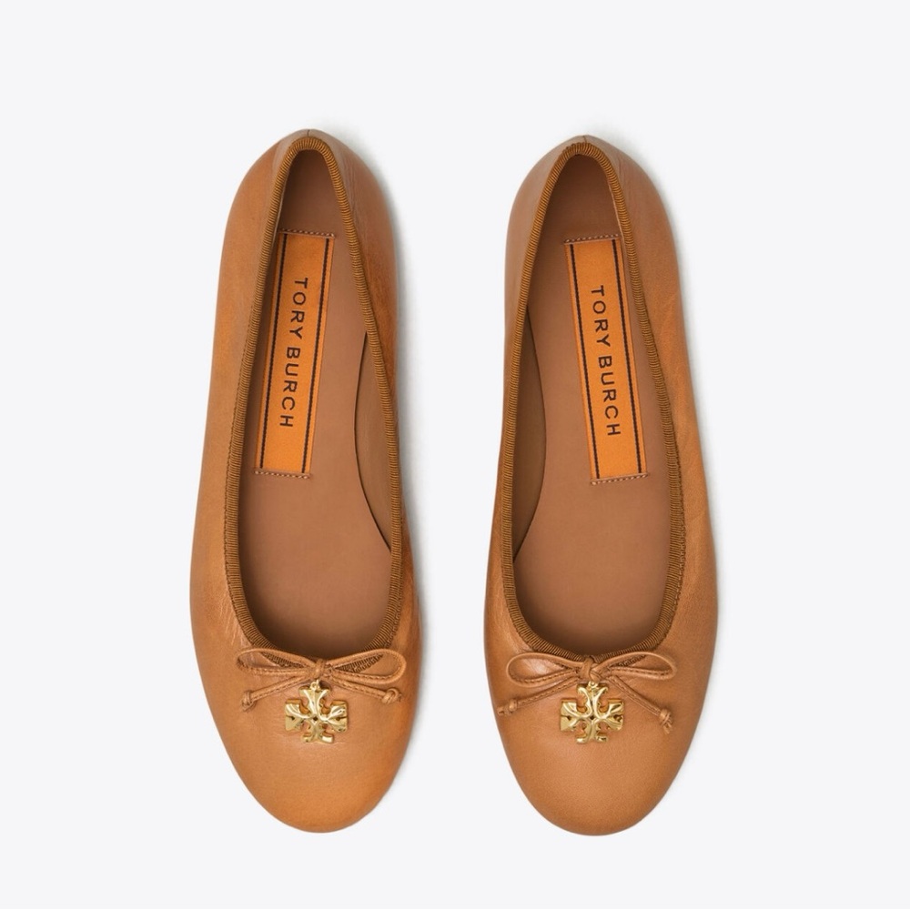 Tory Burch Women’s Tory Charm Ballet Flat Leather Brown Sz 8